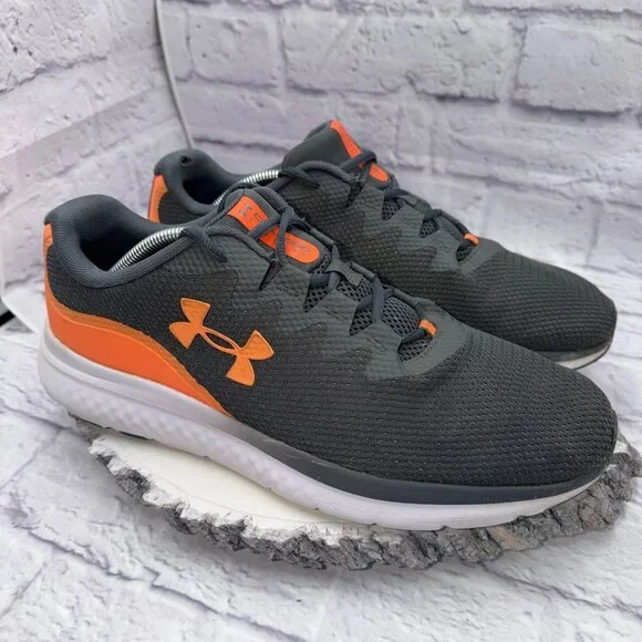 Under Armour Charged Impulse Running Shoes Men's 13 Gray Orange Athletic Sneaker - Picture 3 of 11